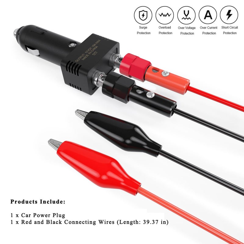 Jtron Dc 12v 10a Male Cigarette Lighter Plug with Power Wiring Cable Car to Take Power Black Power Cord for Inverter - Image 2